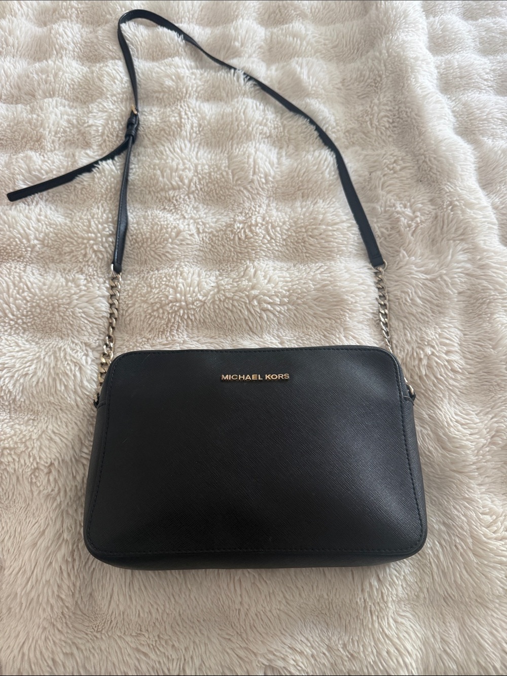 Michael Kors Black Leather Crossbody with Gold Hardware